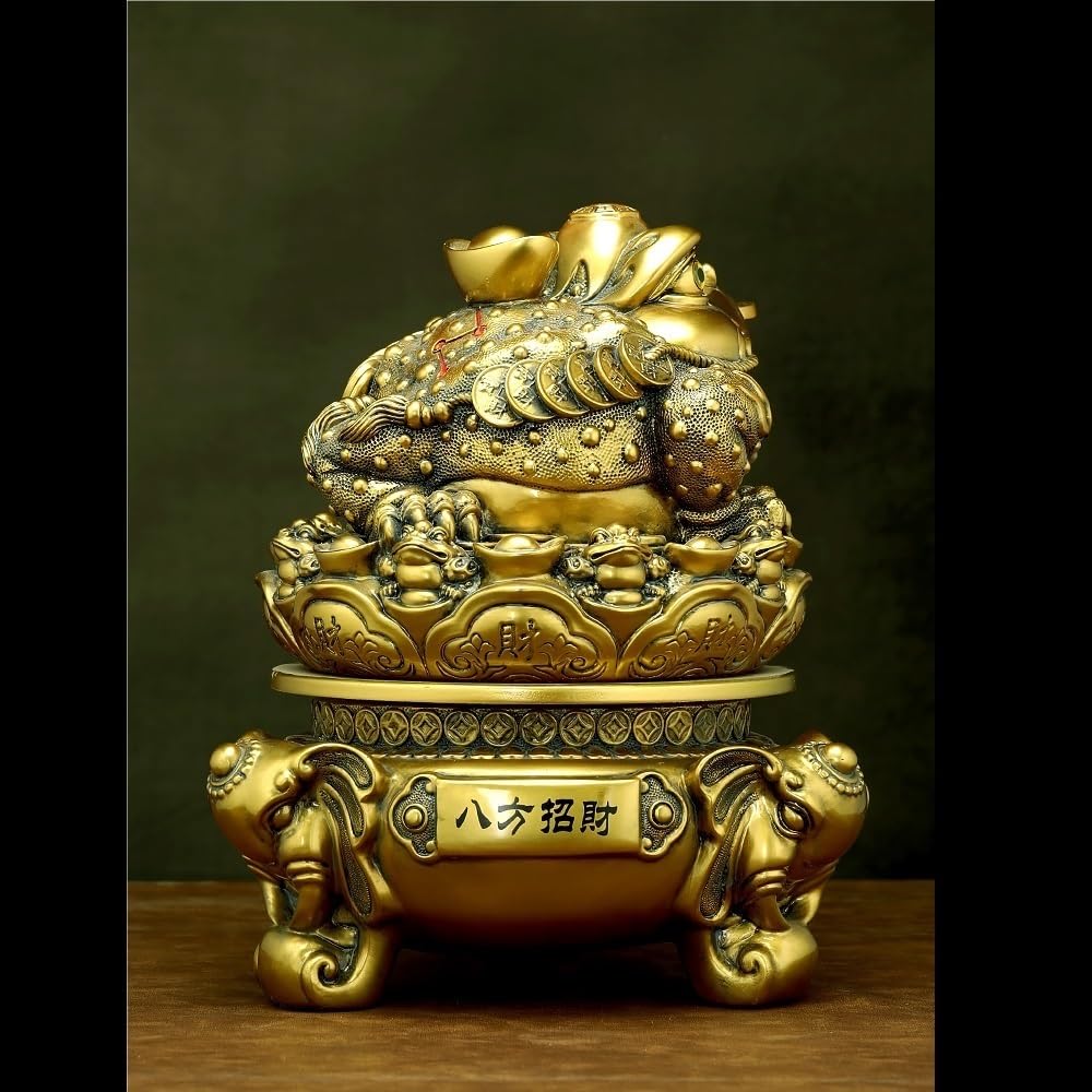 Dekoracja pulpitu Złota Ścieżka Róg Obfitości Ornamenty, Fengshui Statua dla bogactwa i szczęścia, dekoracja domu, Feng Shui Decor Rzeźby Dekoracja wnętrz (A-17 * 17 * 21 cm)
