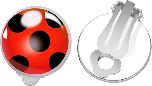 Red Ladybird Earring Studs Black Spots Silver Bug Earrings for Halloween Christmas Birthday Cosplay