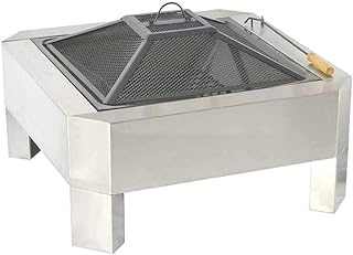 Fire Pits Outdoor Wood Burning 71Cm Diamete Fire Pit - Outdoor Fire Large Bonfire Wood Burning Patio Coal Grill Firepit for Outside Grill Charcoal Smokeless with Cover BBQ Cooking for Outside Camping
