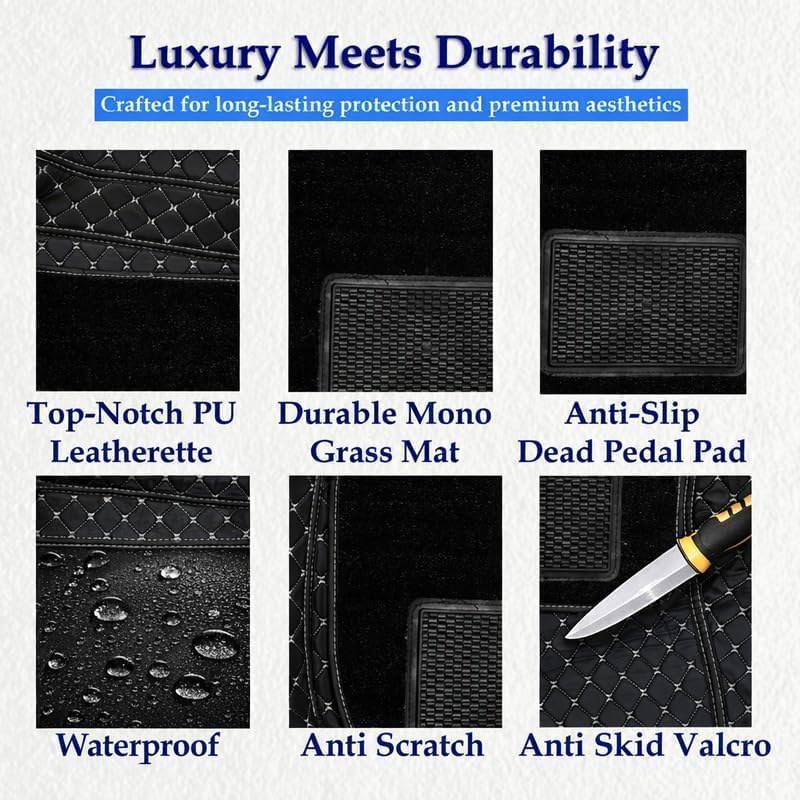 Image of 7D car mat Full Set for Kia Seltos (Model : 2026) || Luxury Leather Double Car Floor Mat Complete Set || 100% Waterproof and Washable || Color : Black