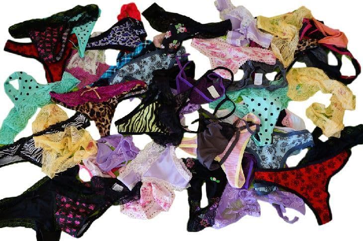 Women's Thong Underwear Pack of 50, Mixed Patterns and Colours, Assorted Lace and Cotton Styles-image-18