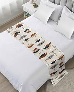 Navy Bohemian Bed Runner Scarf Twin Size, Geometric Boho Abstract Color Block Luxury Bed Throw Runners & Scarves for Twin Full Queen King Foot of Bed, Bedroom Hotel Wedding Room Decoration, 71"x20"