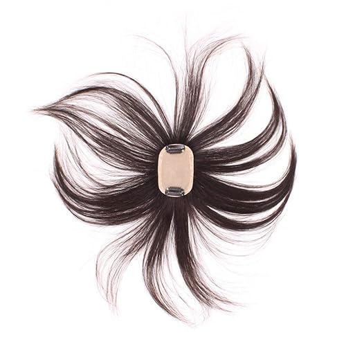 LXUE 2 x 3 pulgadas con clip en base de seda para mujeres con puntos calvos, 6 pulgadas, marrón oscuro