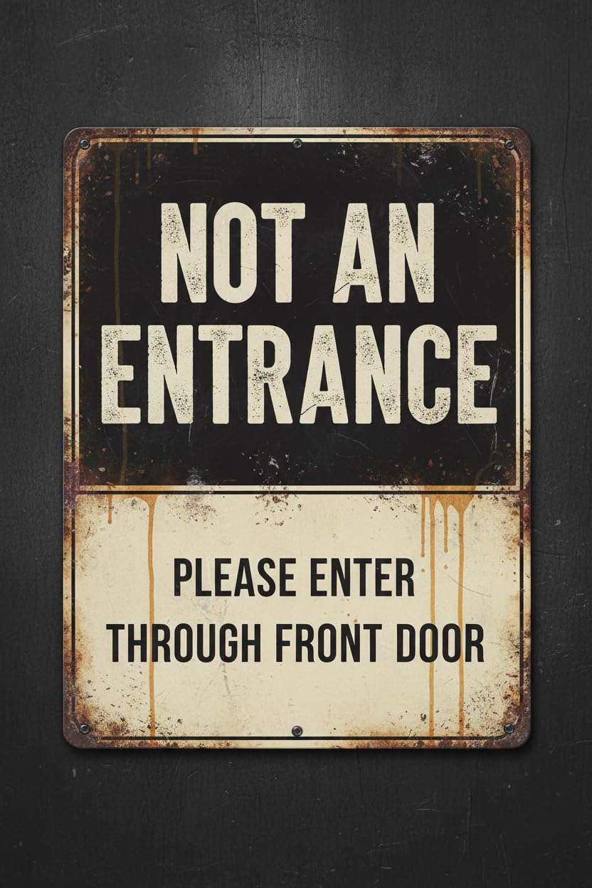 Wall Decor Not An Entrance Please Enter Through Front Door Notice Plate Aluminium Metal 8"x12" Sign Vintage Signs Aluminum Plates Printed