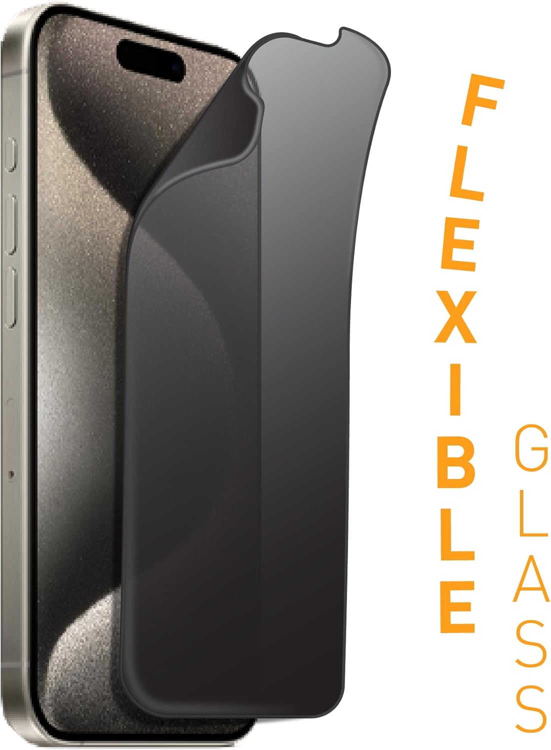 Armor Flexible Glass Screen Protector for iPhone 15 Pro, 9H with Privacy Guard (with Easy+)