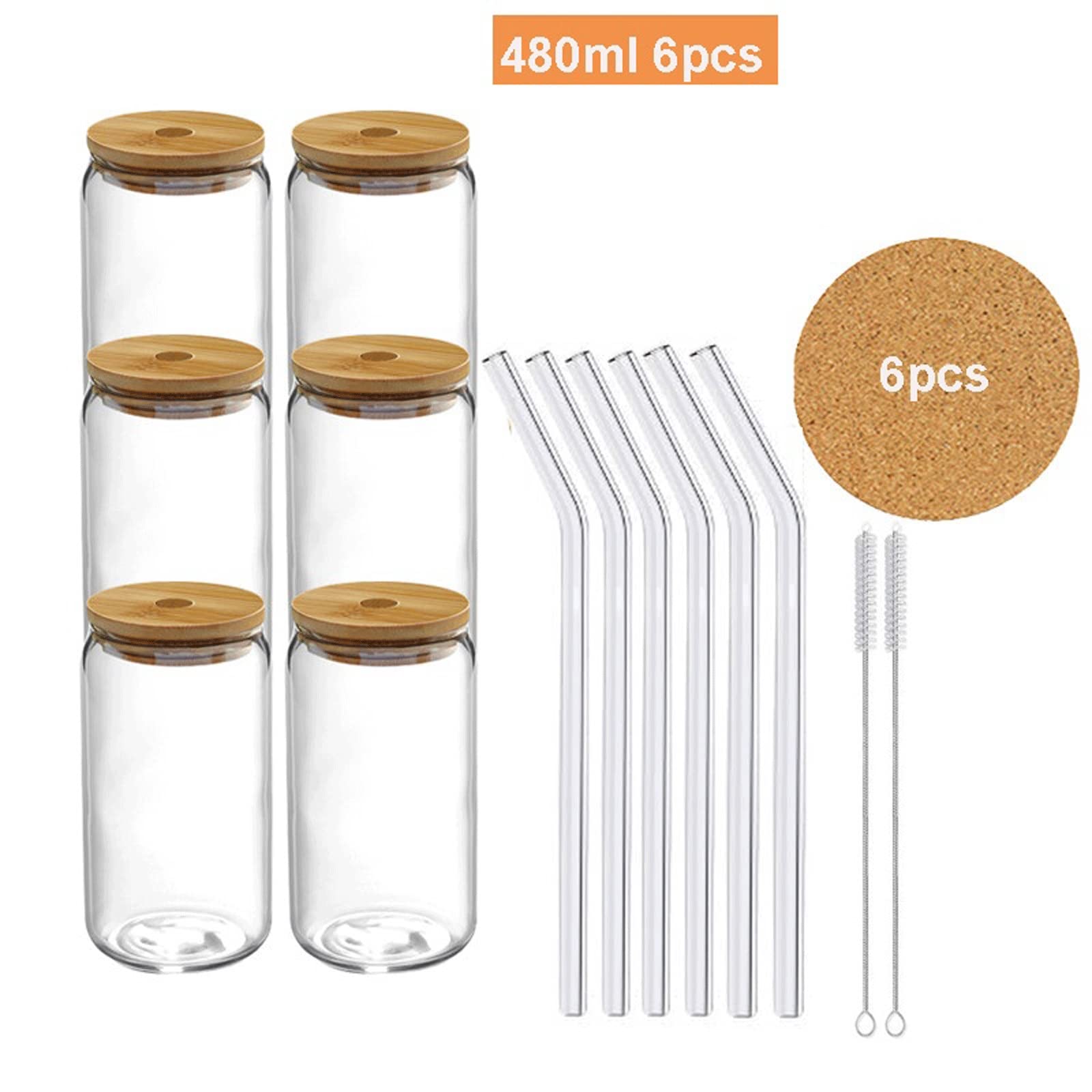 Kubek podróżny do kawy 320ml-480ml szklanki z bambusową pokrywką i słomiane kubki na herbatę przezroczyste kubki słoiki na piwo kubki do kawy zimne wino