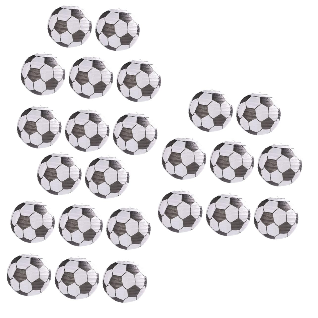 Veemoon 3 Sätze Fußball-papierlaterne Fußbälle Kinderfußball Hängend Sportzeitung Dekorativ Hochzeitsdeko Fußball-party-herzstücke Sportdekorationen Eisen Weiß 8 Stück * 3