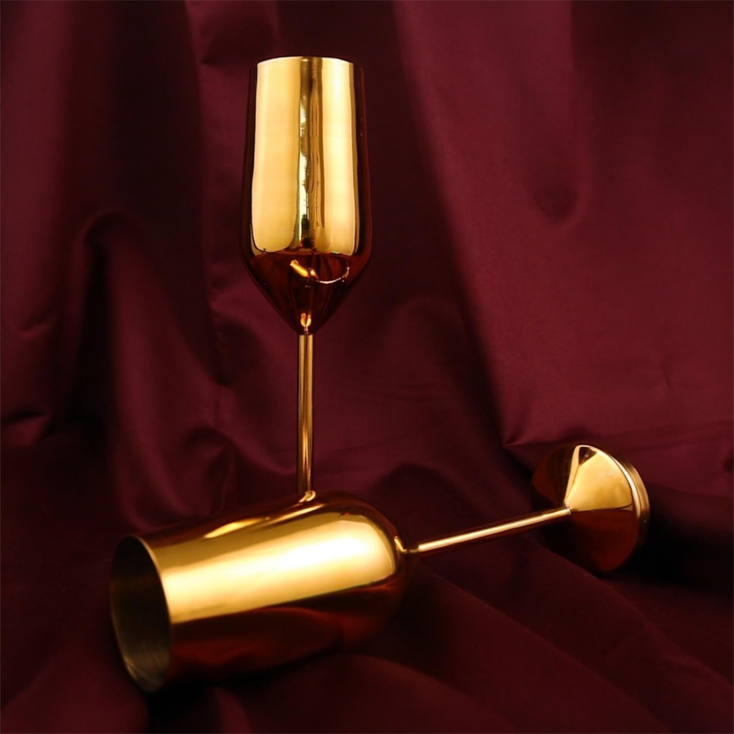 Exclusivish Champagne Glass Set of 2 with Gift Box - PVD Gold Wine Glasses | Home Decor & Decoration Items for Living Room | Gifts for Women & Men for Weddings, Anniversaries & Birthdays 3