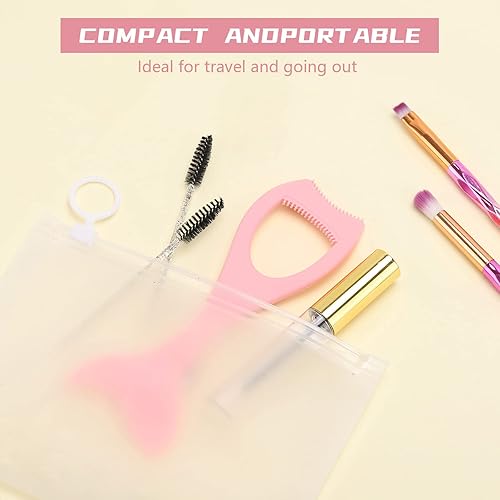 Miniatura 6 de Tbestmax 2 en 1 máscara delineador de ojos, aplicador de protección de pestañas de silicona, peine de pestañas rosa, 2 unidades