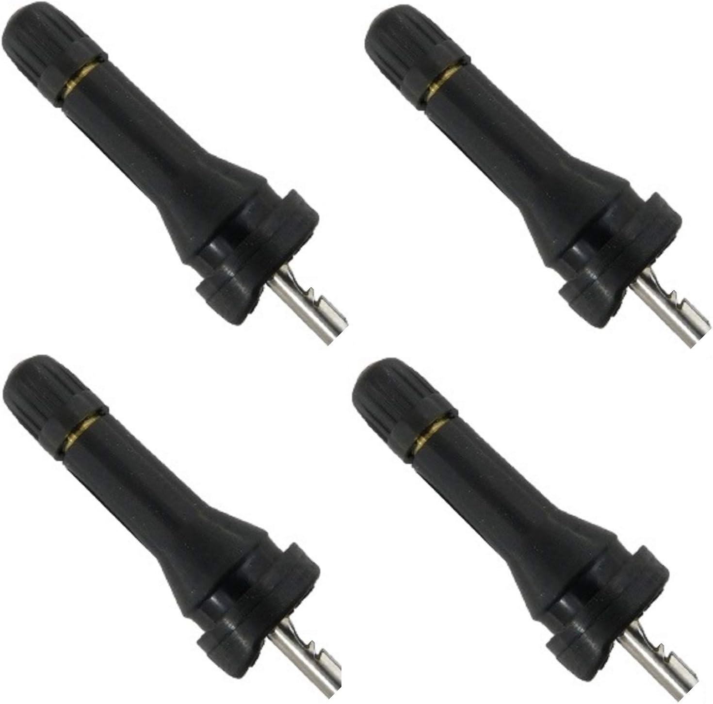 (Set of Four) Muzzys VS-90 VS90 Rubber Replacement Tire Valve Stem TPMS Kit for Schrader 20043 Dill 7001-HPR REDI-Sensor and Many OE Vehicles