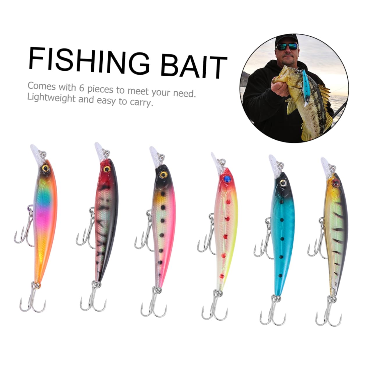 ifundom 3 Series Señuelo Cebo Largo Pequeño Oms Accesorios Señuelos De Pesca Nadar Señuelo De Natación Biónico Señuelo De Pesca En Hielo Material Plastico Abs Color Aleatorio 6 Piezas*3
