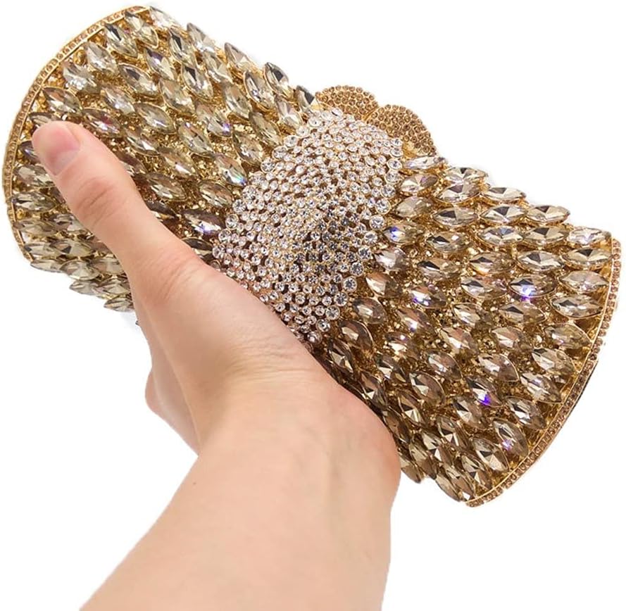 Boutique De FGG Mini Sparkly Crystal Clutch Purse for Women,Evening Bags with Spikes,Wedding Party Rhinestone Clutch Handbag