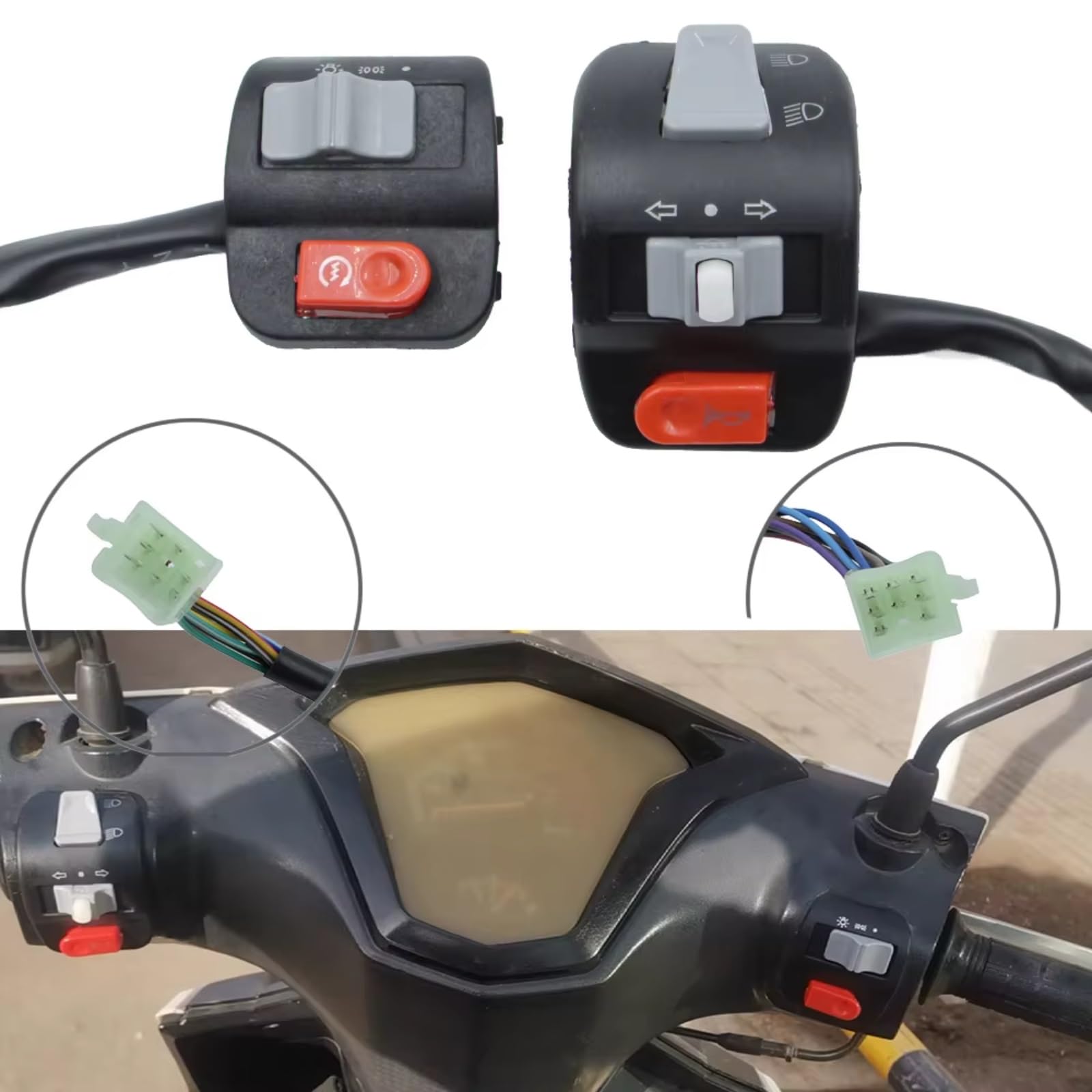 Interruptor Para Moto Manillar Eléctrico Para Bicicleta Eléctrica Universal Señal De Scooter Luz Antiniebla Eléctrica Interruptor De Botón Encendido Interruptor manillar moto(1 set)