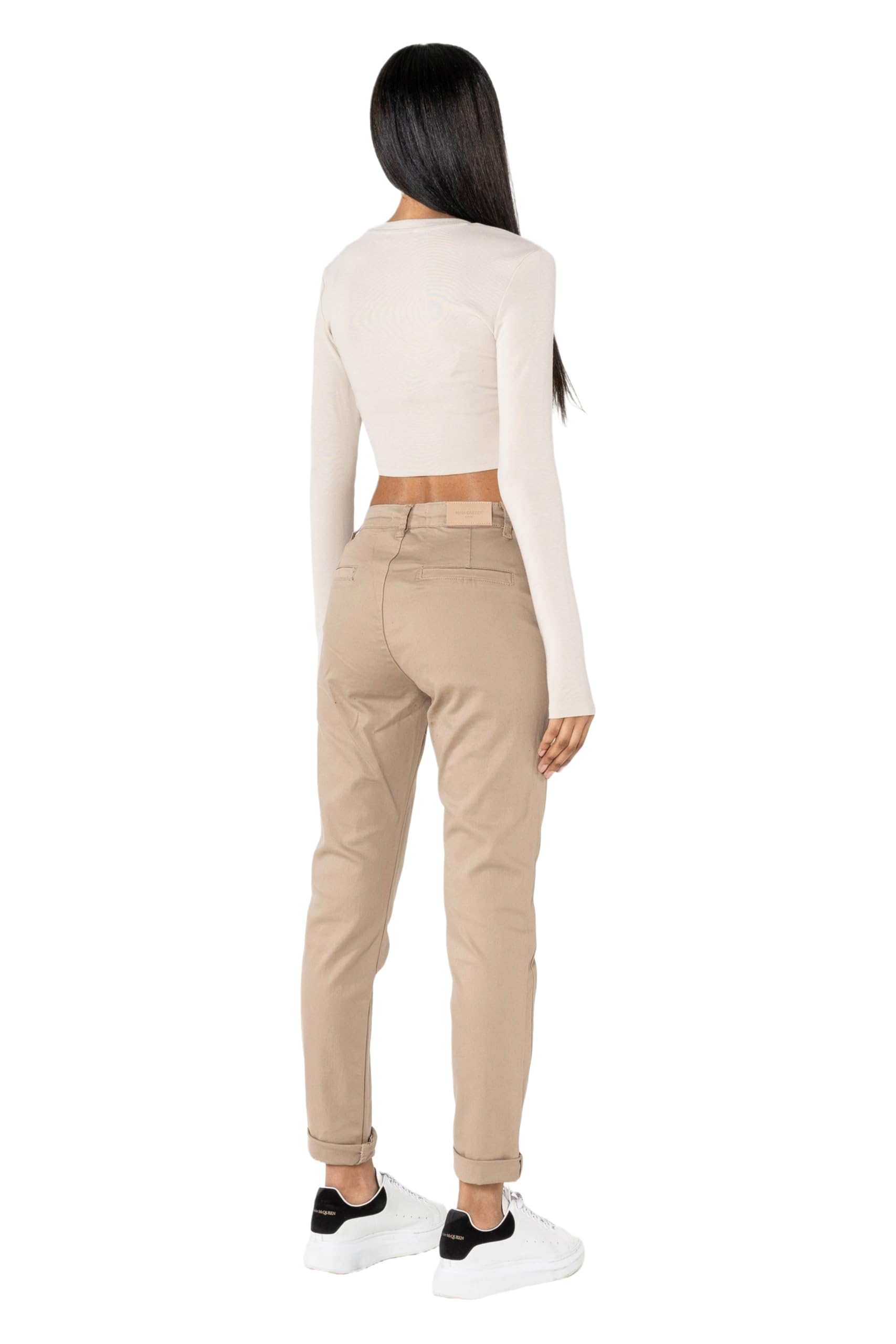 Nina Carter J250 Pantalon Chino pour Femme Confortable Taille Haute Coupe ajustée en Coton Stretch Élégant