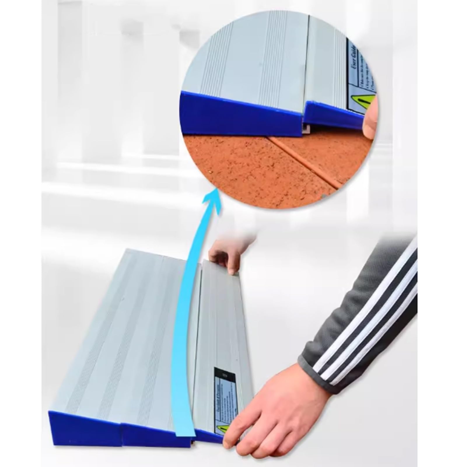 Aluminiowa rampa progowa mostu-przenośna rampa dla wózków inwalidzkich-rampy dla osób niepełnosprawnych antypoślizgowa rampa dla wózków inwalidzkich z regulacją wysokości(75x20x4cm)