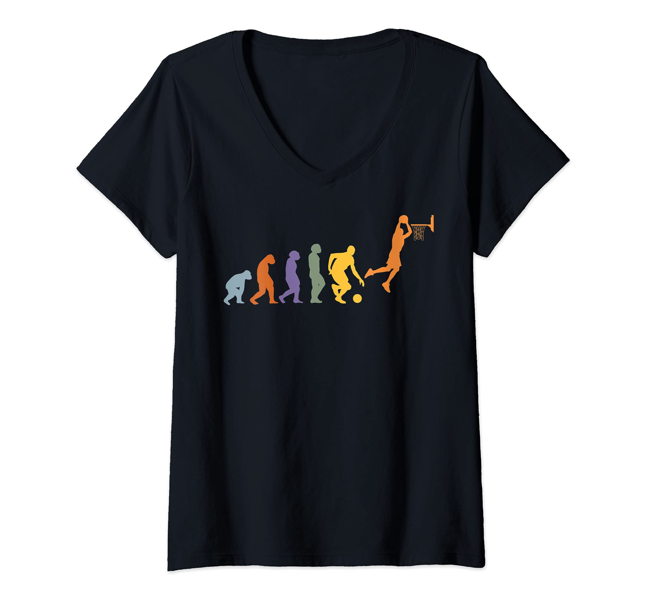 Women's Basketball balls gamer basketballplayer Evolution BASKETBALL V-Neck T-Shirt, Black