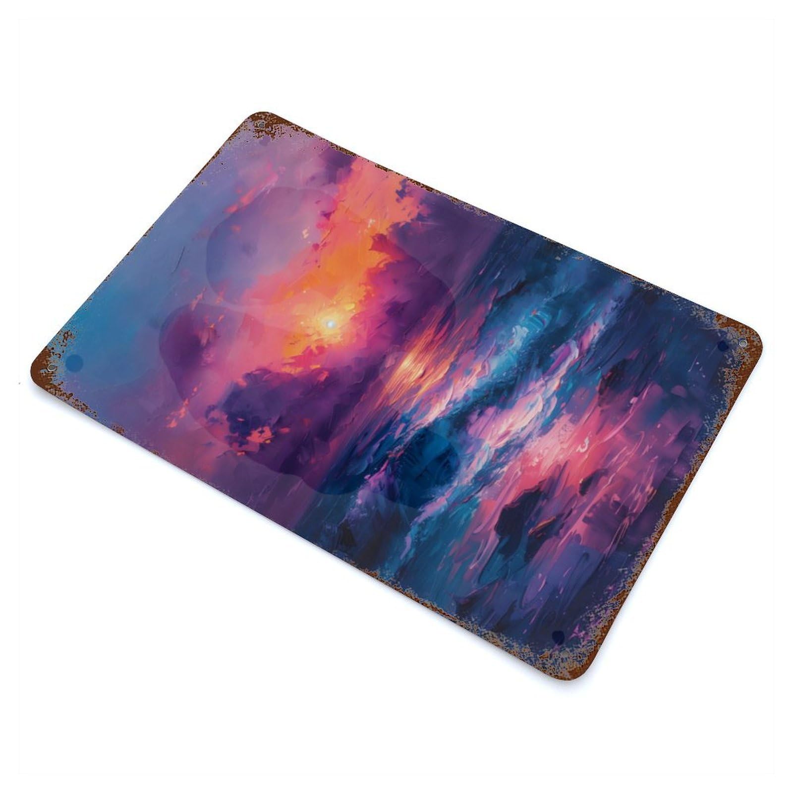 Sunset Seascape 11.8"x7.9" Retro Metal Sign, Vintage Wall Decor for Garage, Bar And Workshop Decor