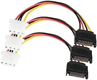 SATA to LP4 Power Cable Adapter 3 Pack SATA 15 Pin Male to Molex LP4 Female Power Cable 8-inch