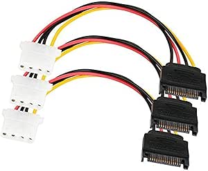 SATA auf 4-poliges Stromkabel-Adapter, 3 Stück, SATA 15-poliger Stecker auf Molex-LP4-Buchse, Stromkabel, 17,8 cm