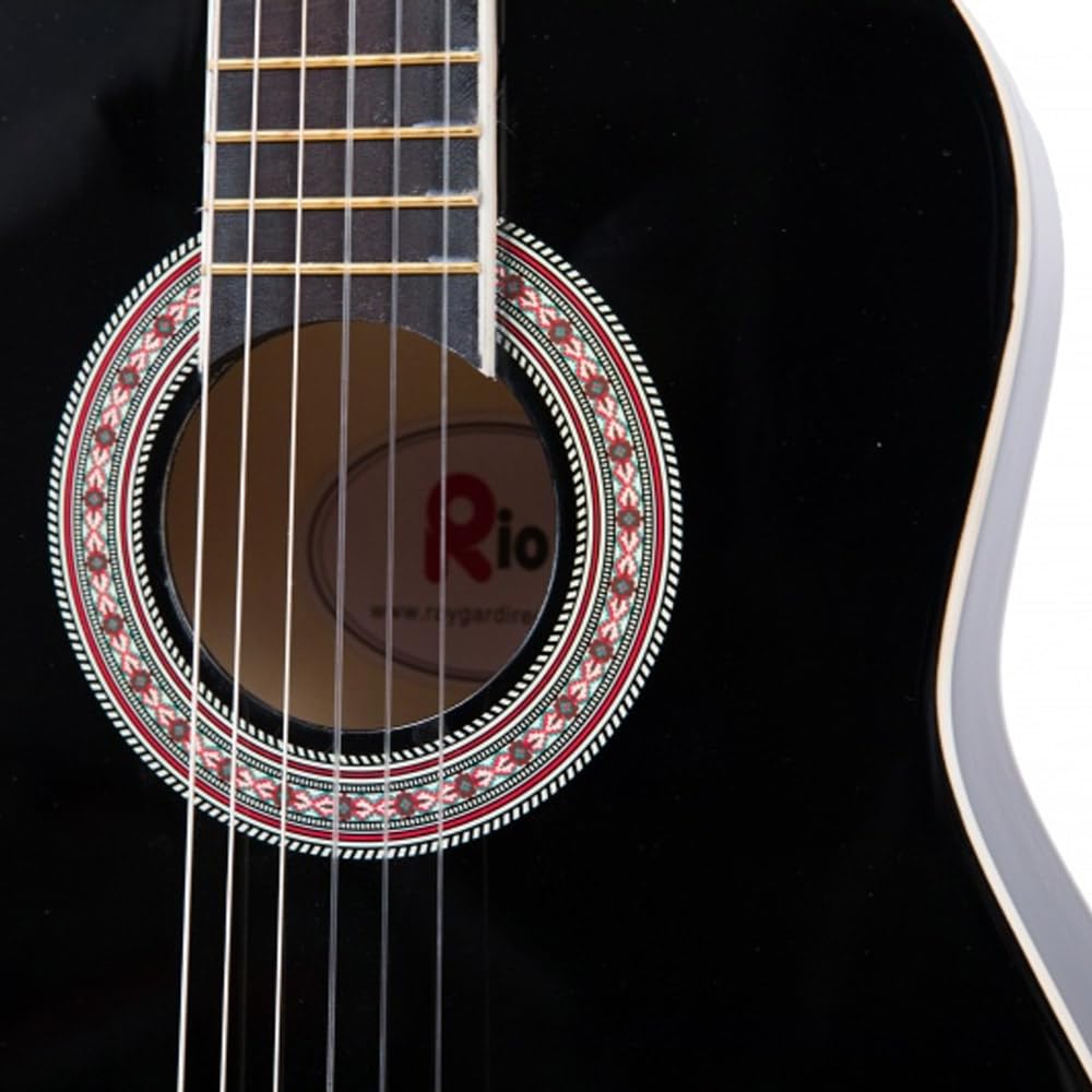 Rio Guitare acoustique classique 4/4 Noir 99 cm