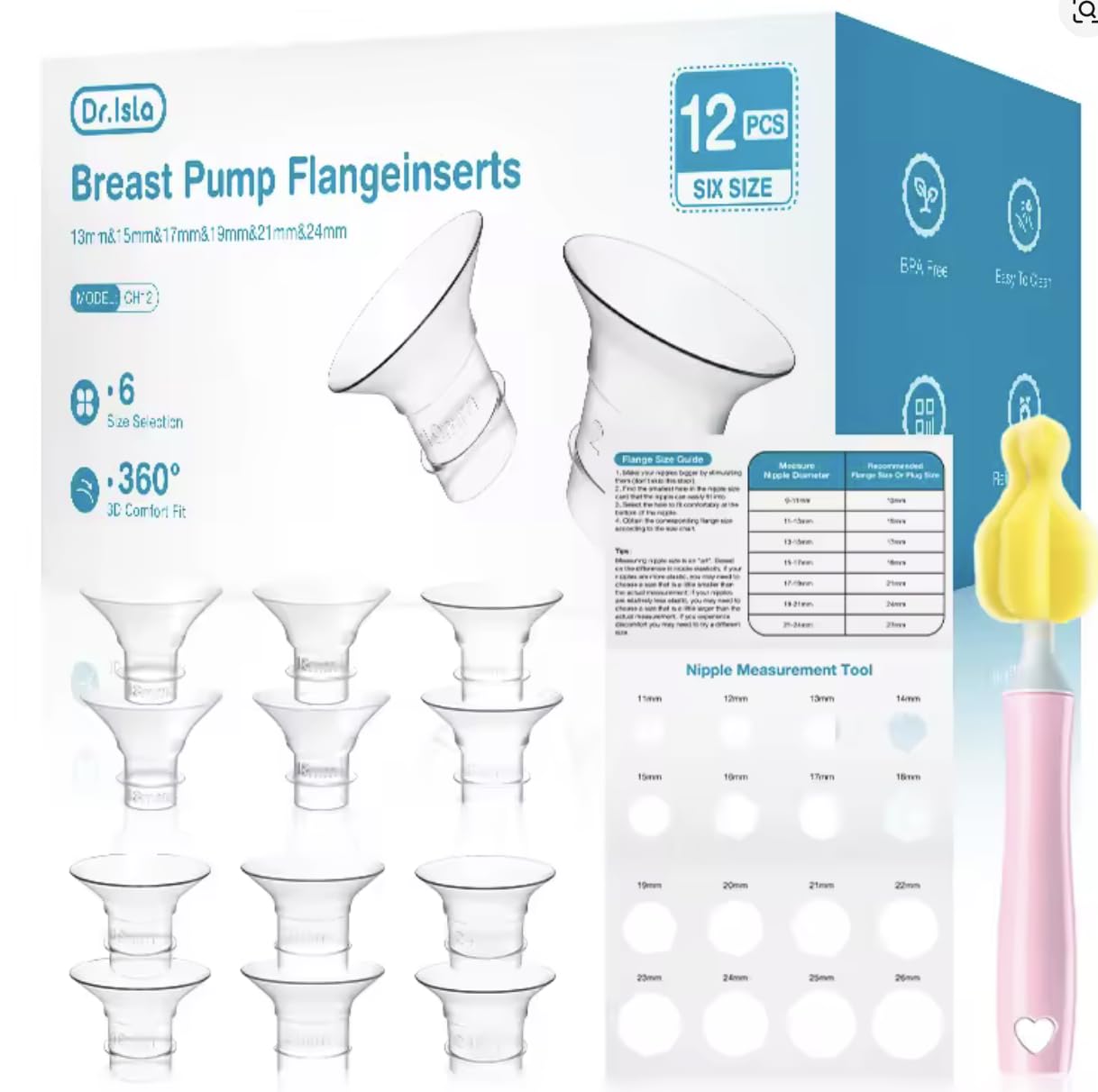 Breast Pump Flange Inserts for Small Nipples, Clear, Standard