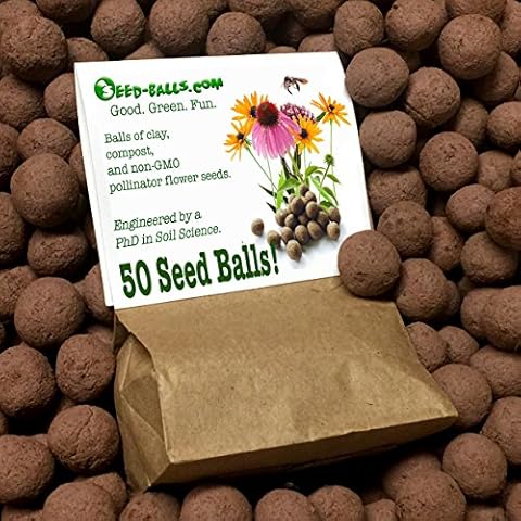 US Native Wildflower Seed Bombs for Pollinators (50 Pack). Regional Wildflower Mix Seed Balls for Guerrilla Gardening (Southern Prairie) Cover