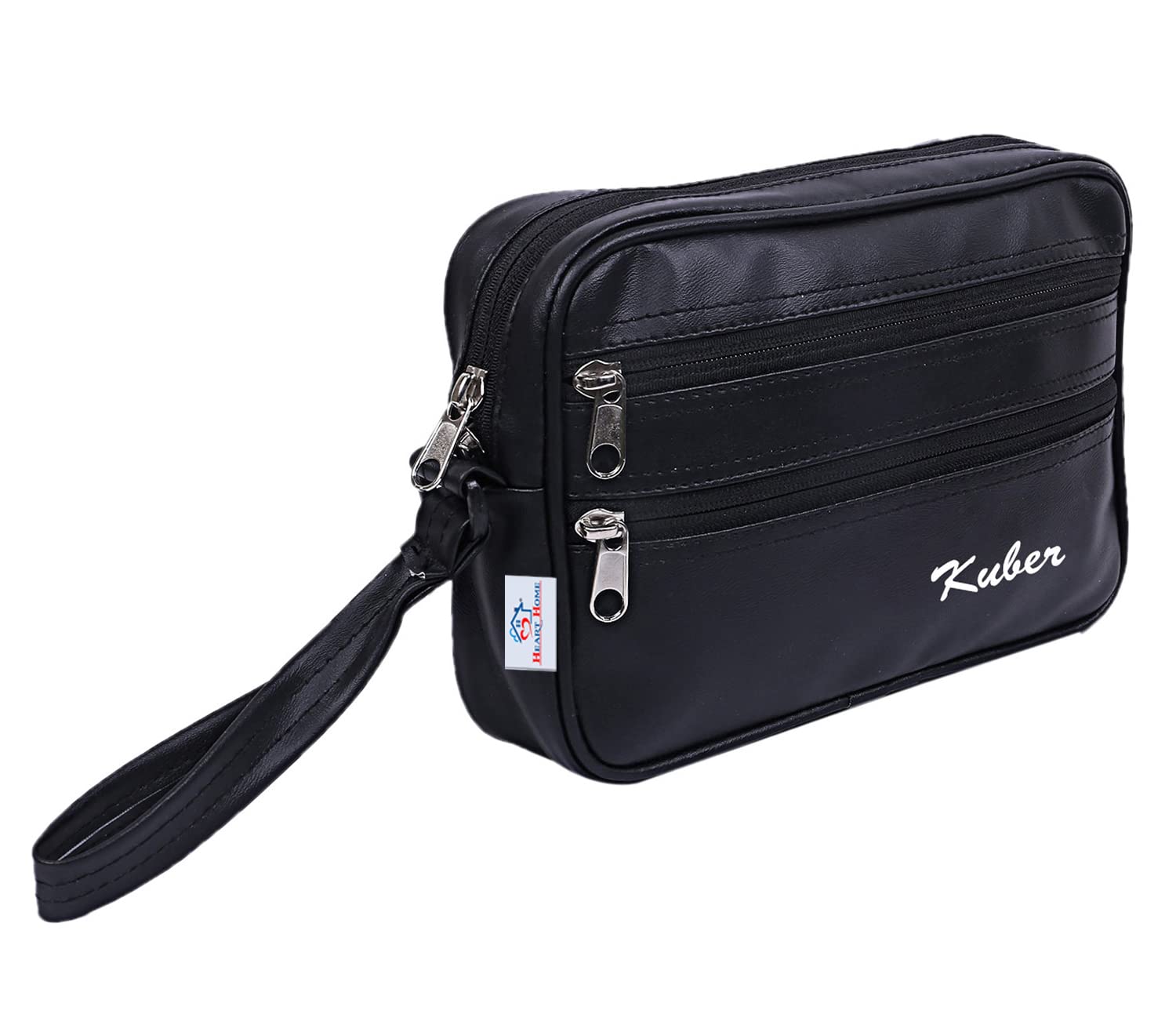 Heart Home Multiuses Soft Lether Messenger Bag/Toilerty Bag For Travel, Office, Business (Black) 52HH4010-image-47
