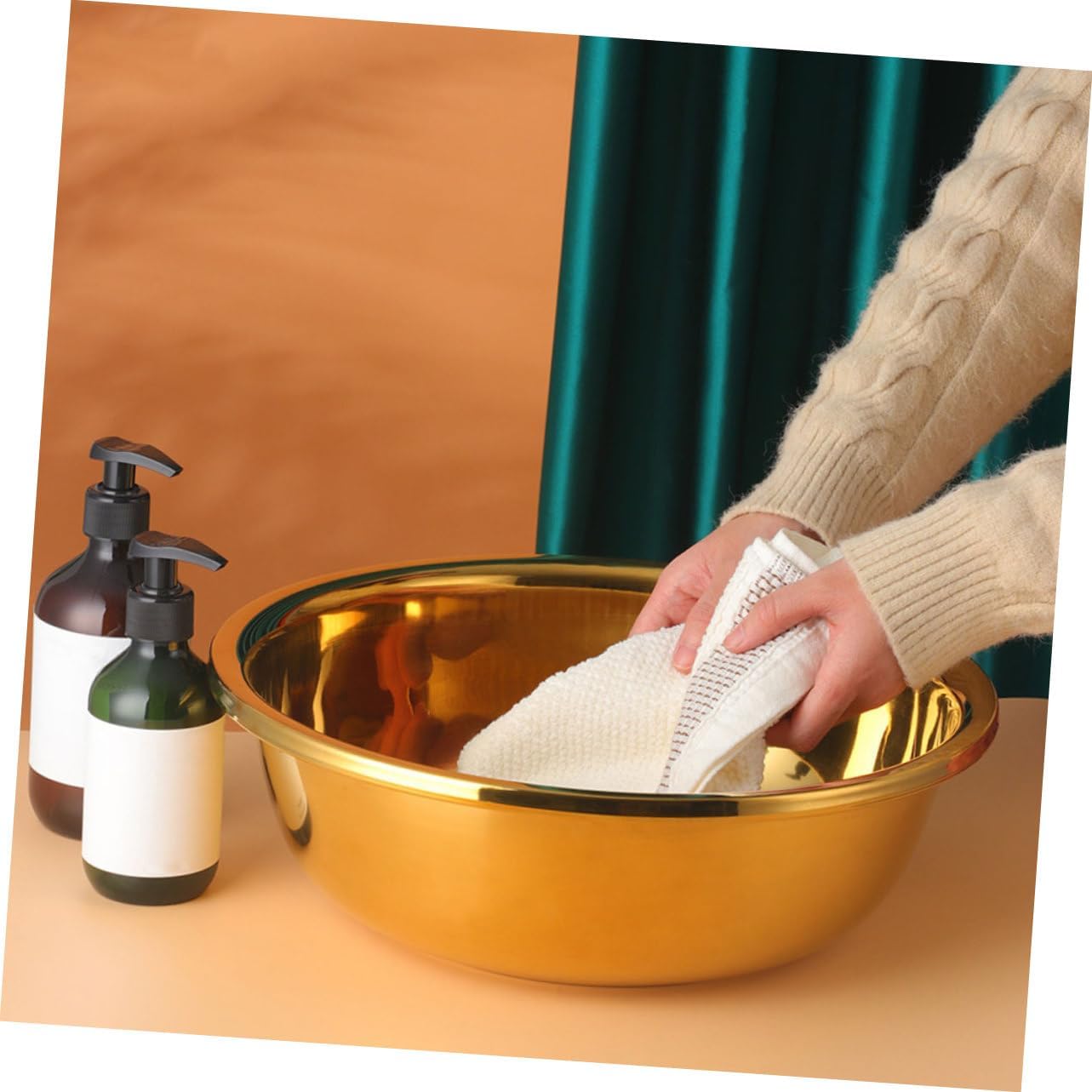 Zerodeko Large Stainless Steel Basin for Kitchen Multi-purpose Vegetable Washing Mixing Bowl and Household Washing Basin Stackable Design for Easy Storage and Use