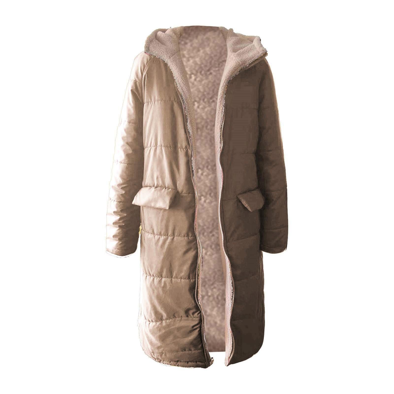 Chaquetas de invierno para mujer, abrigo de invierno cálido a la moda, abrigo de invierno de doble cara, manga larga, con capucha, casual, cómodo, acolchado, para exteriores, talla grande, abrigo