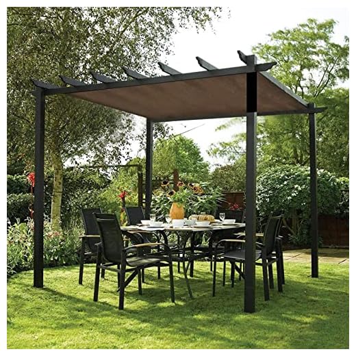 Tettoia per pergola Tendalino per Veranda Vela da Sole Tenda da Sole rettangolare multifunzionale Vela, Ombra traspirante in rete per giardino Pergola Pianta Balcone Cortile,marrone-3x4m