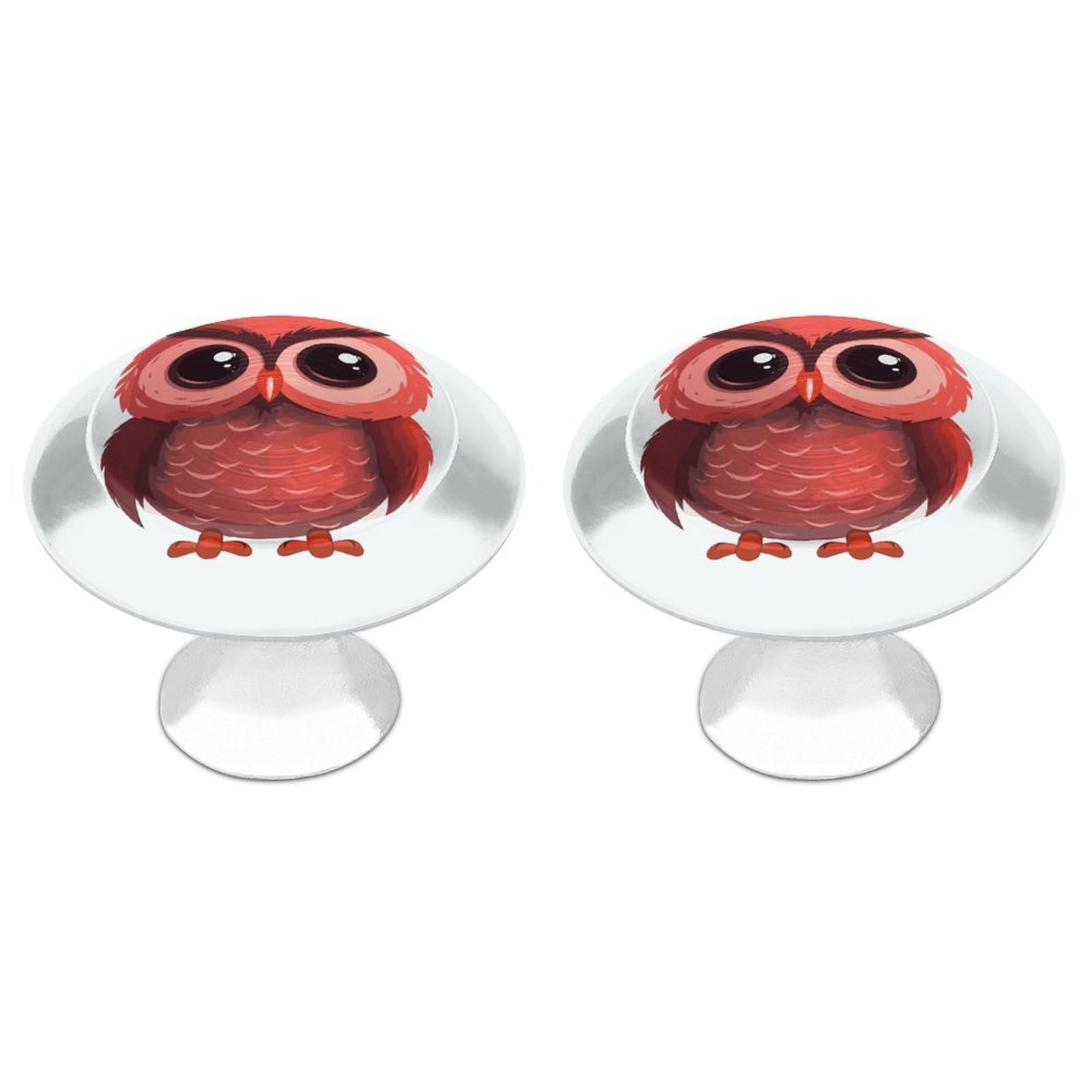 NTVOWPZO Cabinet Handles Round Drawer Pulls Cute Red Owl Dresser Knobs for Cabinets and Drawers Handle for Bathroom Cupboard Drawers Cabinet Pulls for Kitchen Door