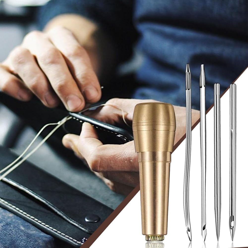 Breeshy Leder-Nähkegel-Set, 52-Teilig, Gerade Nadel zum Ledernähen und Gebogene Häkelnadel zum Reparieren Von Schuhen Aus Segeltuch