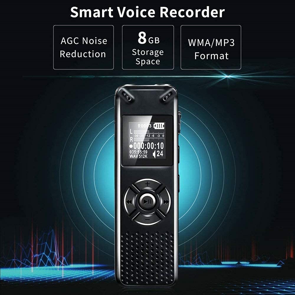 Dyktafon cyfrowy dyktafon 32G Rejestrator głosowy na wykłady/spotkania/klasy, urządzenie do nagrywania audio HD z dwoma mikrofonami - akumulator (rozmiar: 32 G)