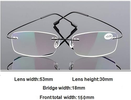 Miniatura 5 de Juego de 2 gafas de lectura sin montura de metal de titanio ultra ligeras para hombres y mujeres
