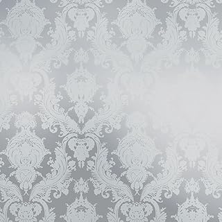 Tempaper Textured Metallic Silver Damsel Removable Peel and Stick Damask...
