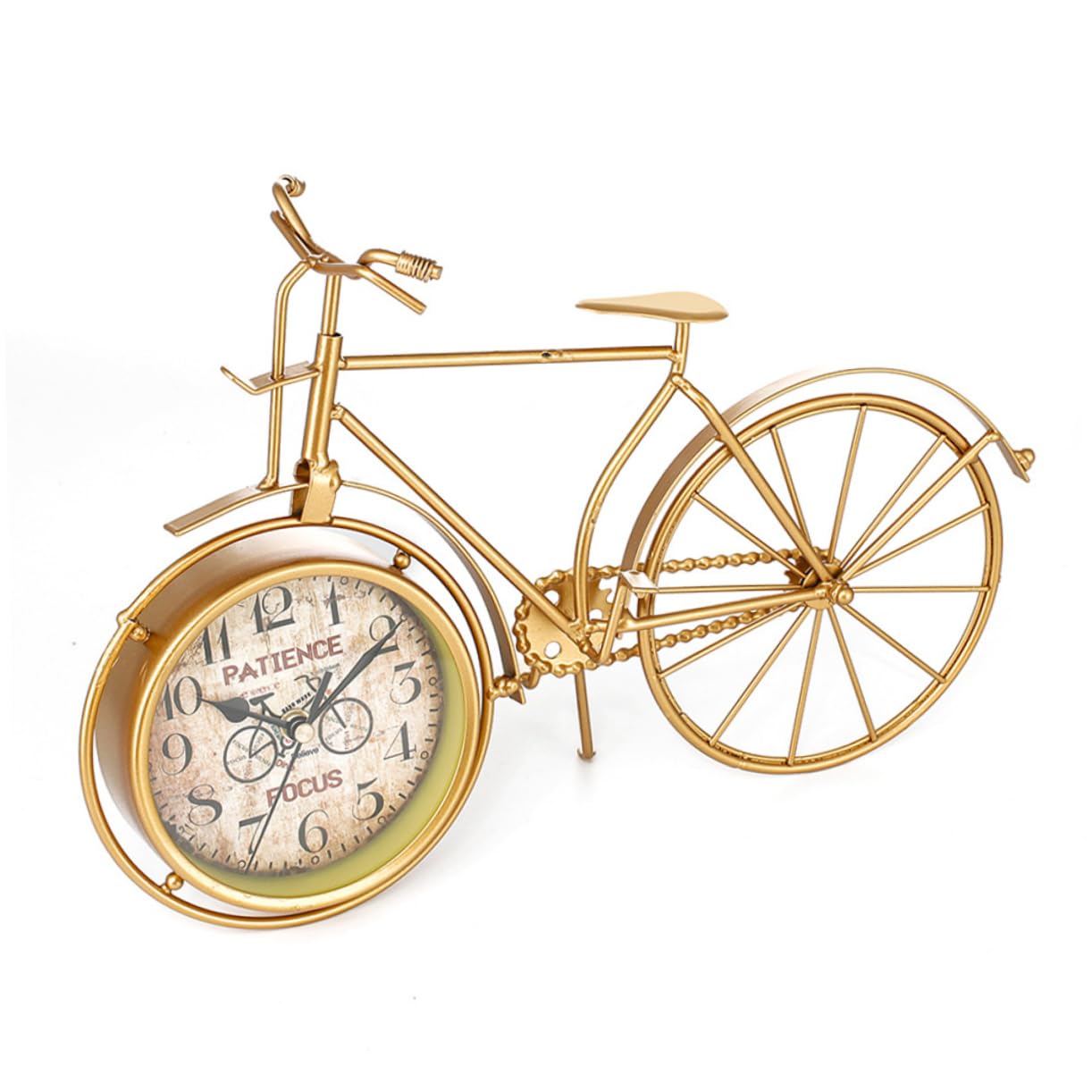 Zerodeko Goldene Fahrradförmige Tischuhr aus Eisen, Leise, Multifunktional