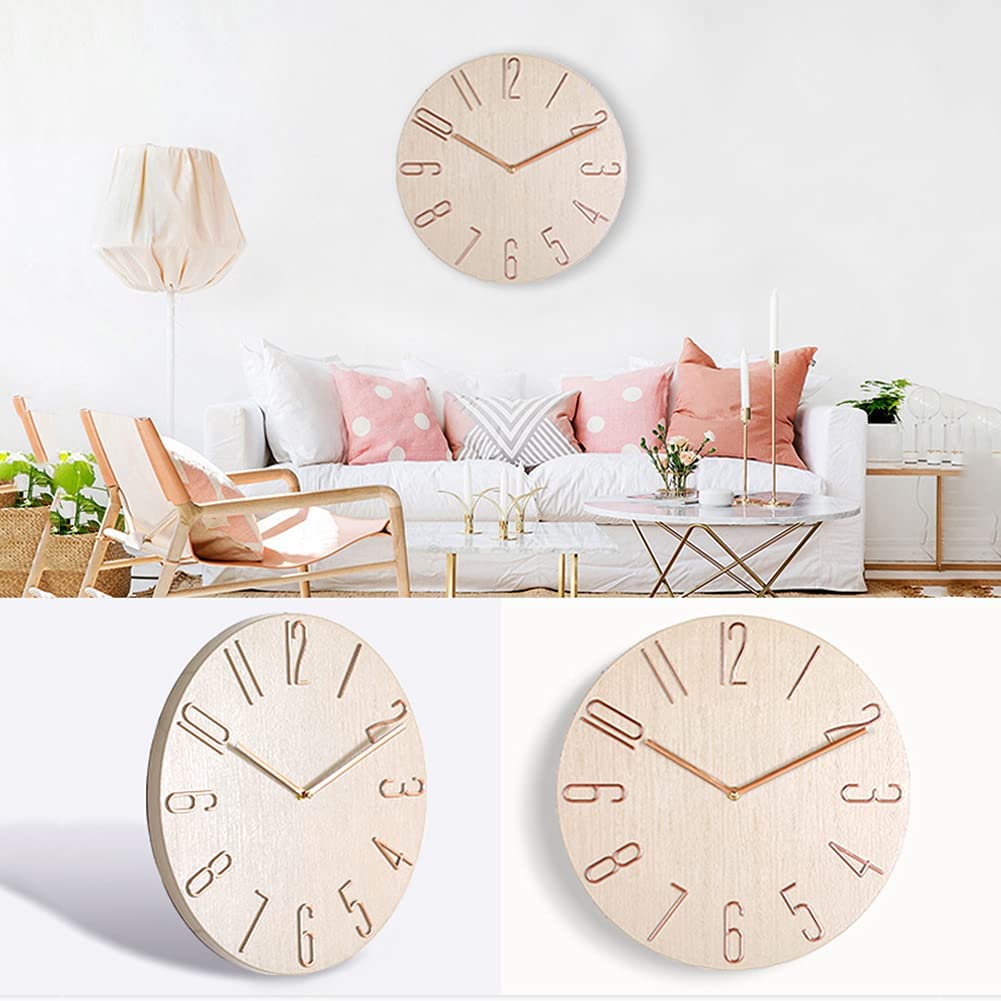 Duże zegary ścienne, nowoczesny zegar ścienny minimalistyczny imitacja drewna tekstura cyferblat cichy nietykający zegar kwarcowy na baterie 3D duże cyfry łatwy do odczytania dobry