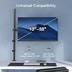 HUANUO Bras de moniteur unique avec 39 pole extra-tall, haut stand moniteur pour les écrans de 13 à 32 pouces et jusqu'à 38 d'écrans ultralarge de pouce, tenir 22 lbs, monture de moniteur avec pince C & Base de groseilles
