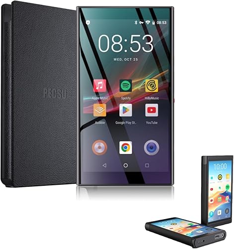 Reproductor MP3 de 160 GB con funda protectora de cuero, pantalla IPS de 5 pulgadas, reproductor de música Android con Play Store, Spotify, Pandora