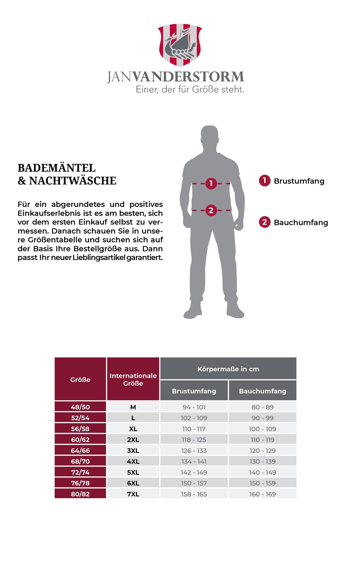 Jan Vanderstorm Herren Bademantel Janning | aus 100% Baumwolle Frottee ohne Kapuze – mit Bindegürtel, aufgesetzten Taschen, weich & saugfähig, große Größen M–7XL