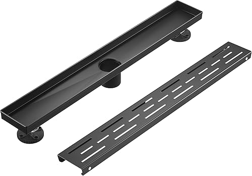 Miniatura 7 de Drenaje lineal de ducha de 32 pulgadas con rejilla extraíble, desagüe de ducha de acero inoxidable 304 pulido negro mate, drenaje de ducha, drenaje