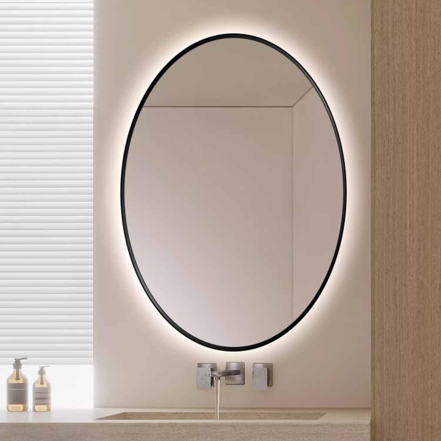 WJFTODAY Dimmable LED Bathroom Mirror with Anti-Fog, 3 Color Lighting, Shatter-Proof Design, Wall-Mounted Vanity Mirror for Makeup and Grooming