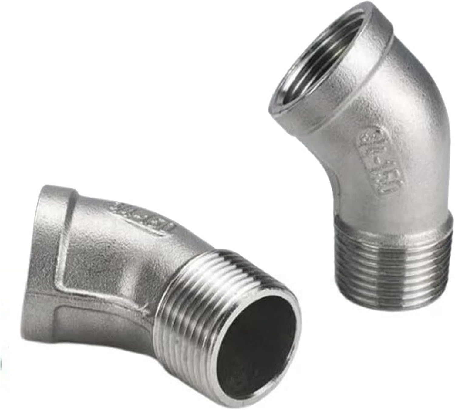 1pc 304 Stainless Steel 45 Degree Elbow Fitting Connector - Male To Female Thread, 2", 2-1/2", 3", 4" Erosion Resistant(4In)