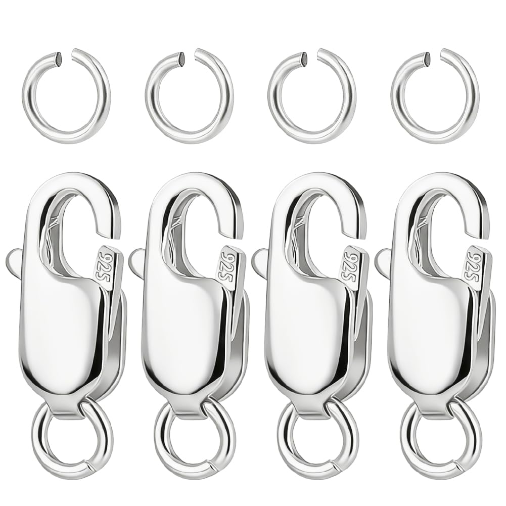 Fermoirs mousquetons en argent sterling Beebeecraft avec anneaux ouverts pour bijoux