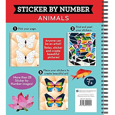 Brain Games - Sticker by Number: Animals (28 Images to Sticker) Spiral-bound August 1, 2017