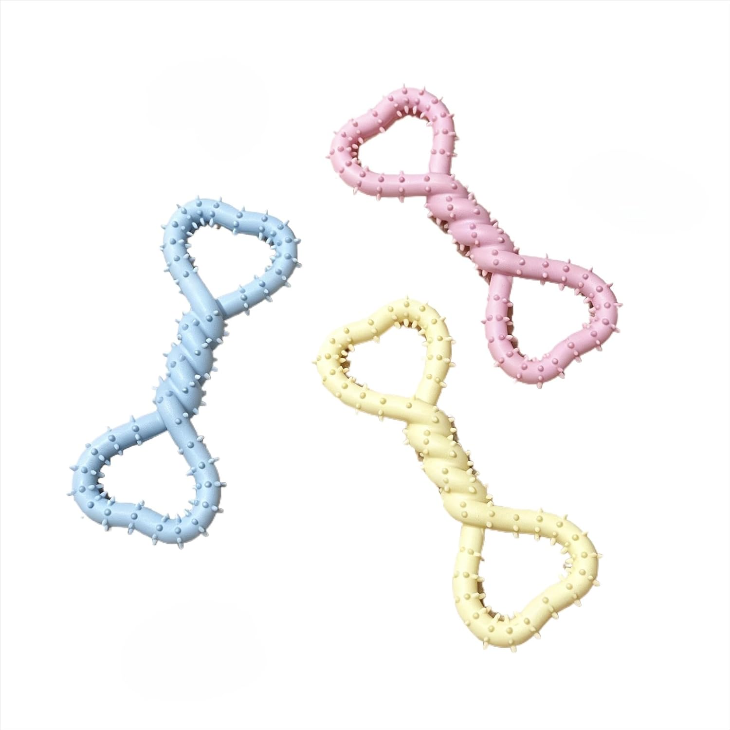 TPR Dog Chew Toy, Figure Eight Texture for Small Dogs (3PCS)
