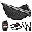AnorTrek Camping Hammock, Super Lightweight Portable Parachute Hammock with Two Tree Straps Single & Double Nylon Hammock for Camping Backpacking Travel Hiking (Black&Gray, Single 55\'\'W x 110\'\'L)