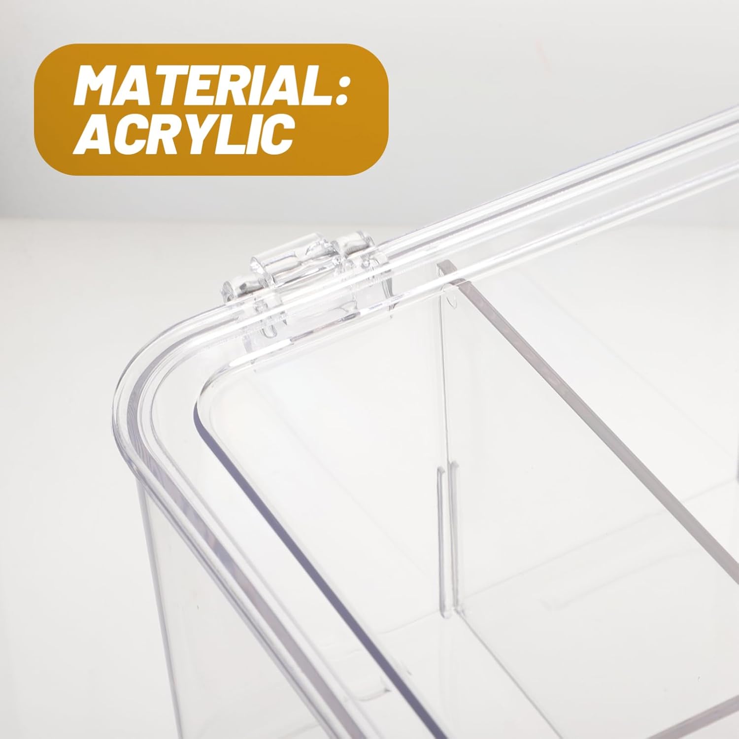 POPETPOP Divided Clear Tea Bag Box with Lid Transparent Desktop Organizer for Tea Bags Candies and More Multi Functional Storage for Home Kitchen Office