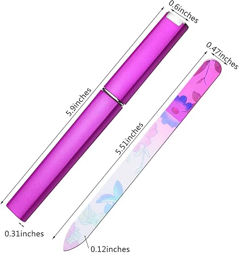 Vista 2 de Mudder Paquete de 5 limas de uñas de cristal con estuche para mujer, lima de uñas de cristal de doble cara para uñas naturales, cuidado de manicura