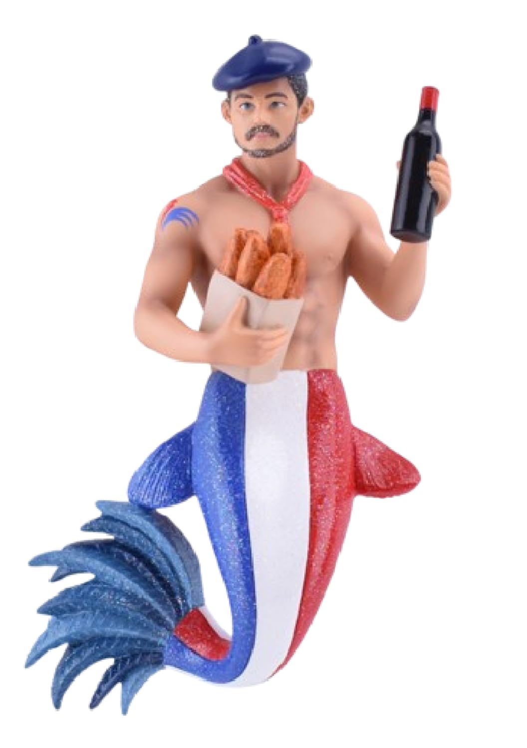 December Diamonds Merman Ornament, Frenc Coq - Hand Painted Resin Collectible Figurine for Christmas